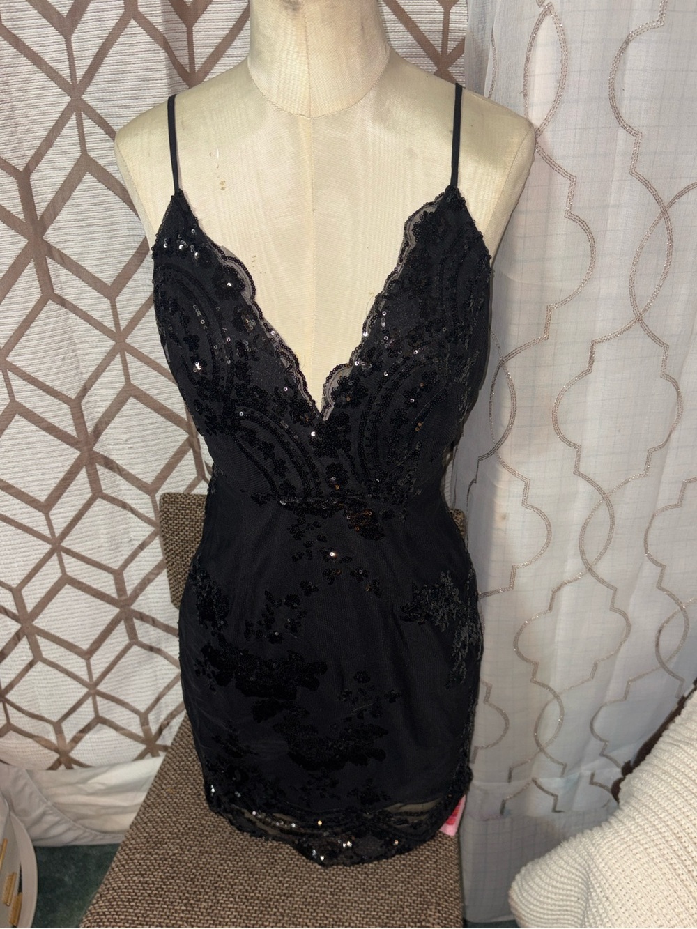 superdown Black Sequin Tank Top